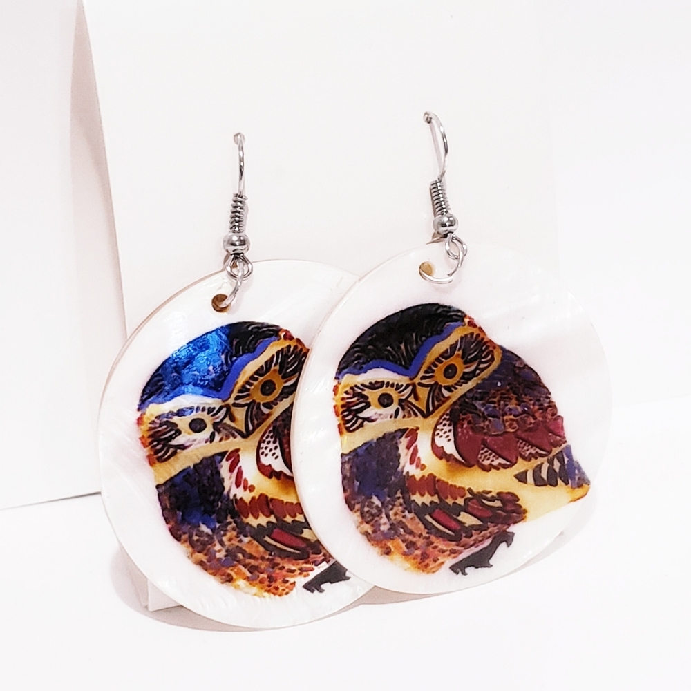 N. Owl Shell French Hook Earrings